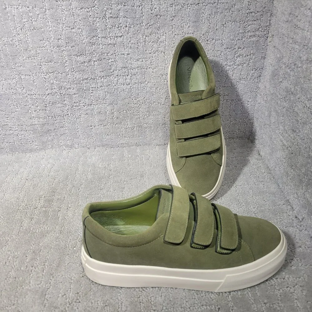 Vince Sunnyside Women's Size 6.5 Fern Green Suede Multi Strap Fashion Sneakers